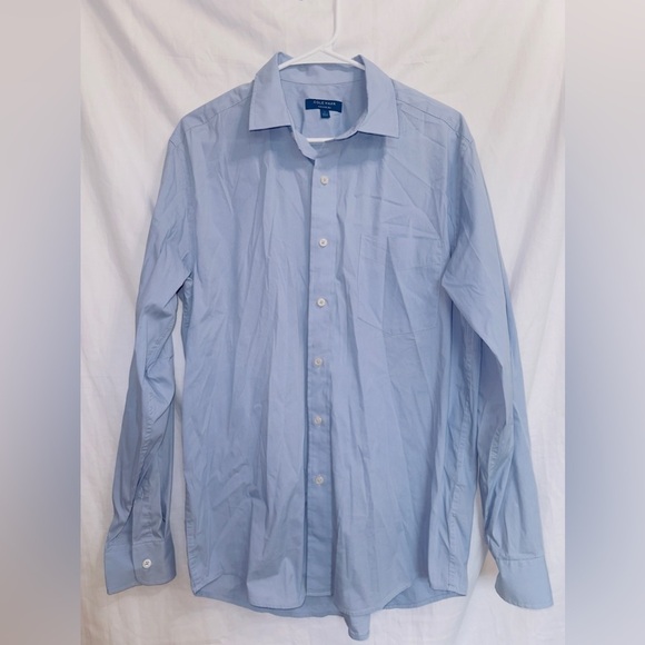 Men's Cole Haan Blue Long Sleeve Cotton Nylon Collared Button Up Shirt - Picture 1 of 7